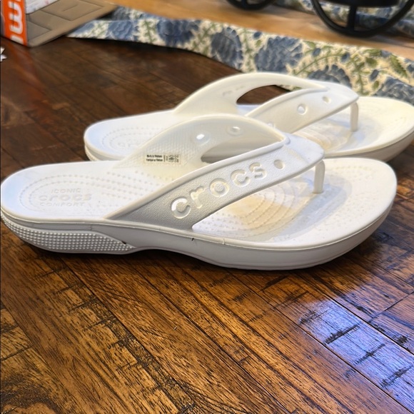 White Crocs Flip Flops - Picture 2 of 3